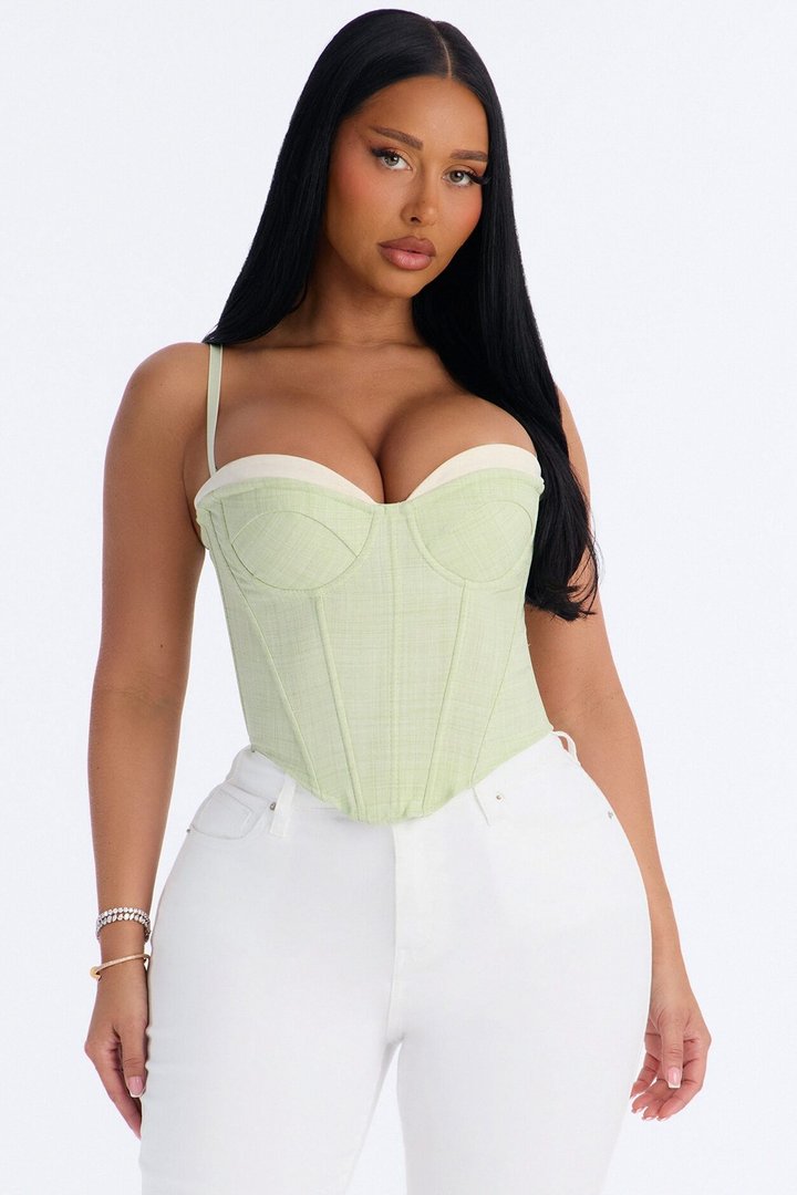 Heat Check Pinstripe Corset - Sage/combo