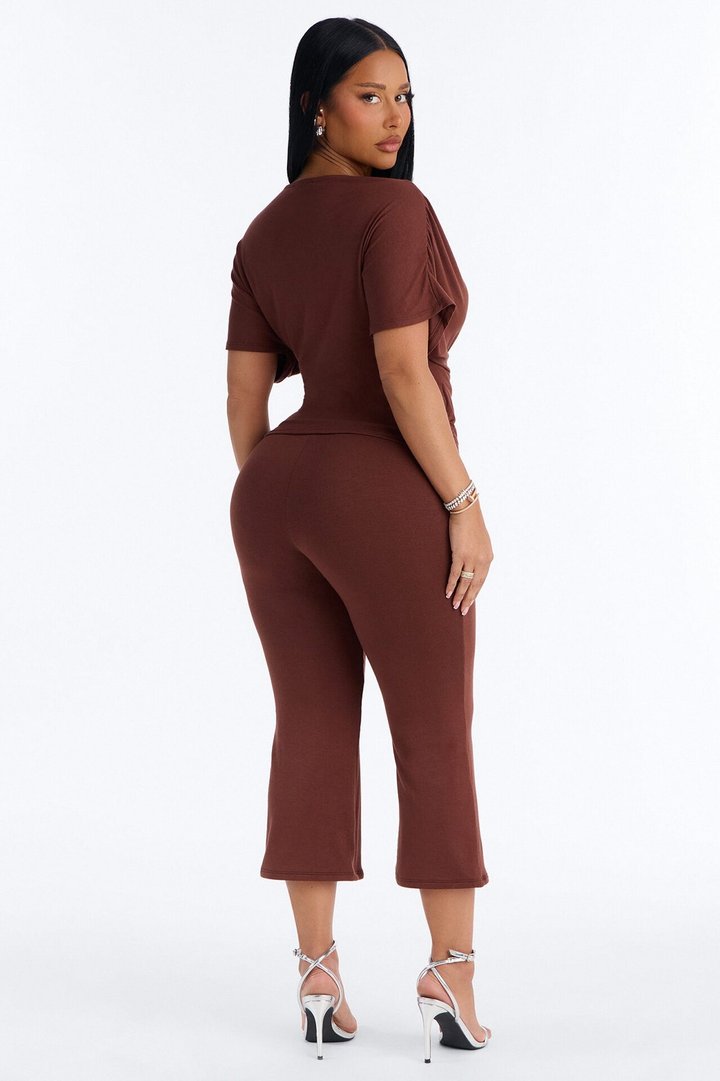 Carrie Cinched Capri Set - Brown
