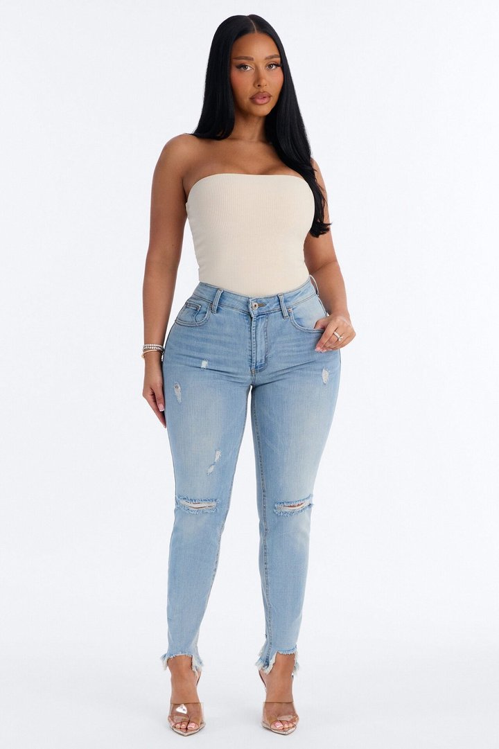 Sloane Stretch High Rise Ripped Skinny Jeans - Light Wash