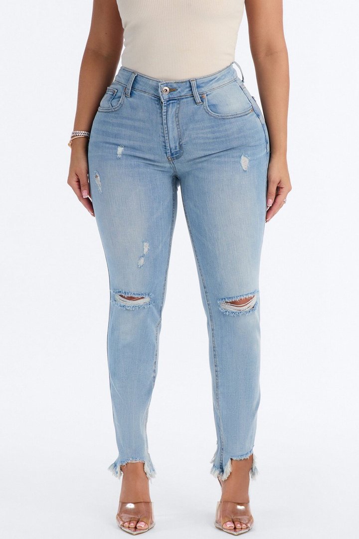 Sloane Stretch High Rise Ripped Skinny Jeans - Light Wash