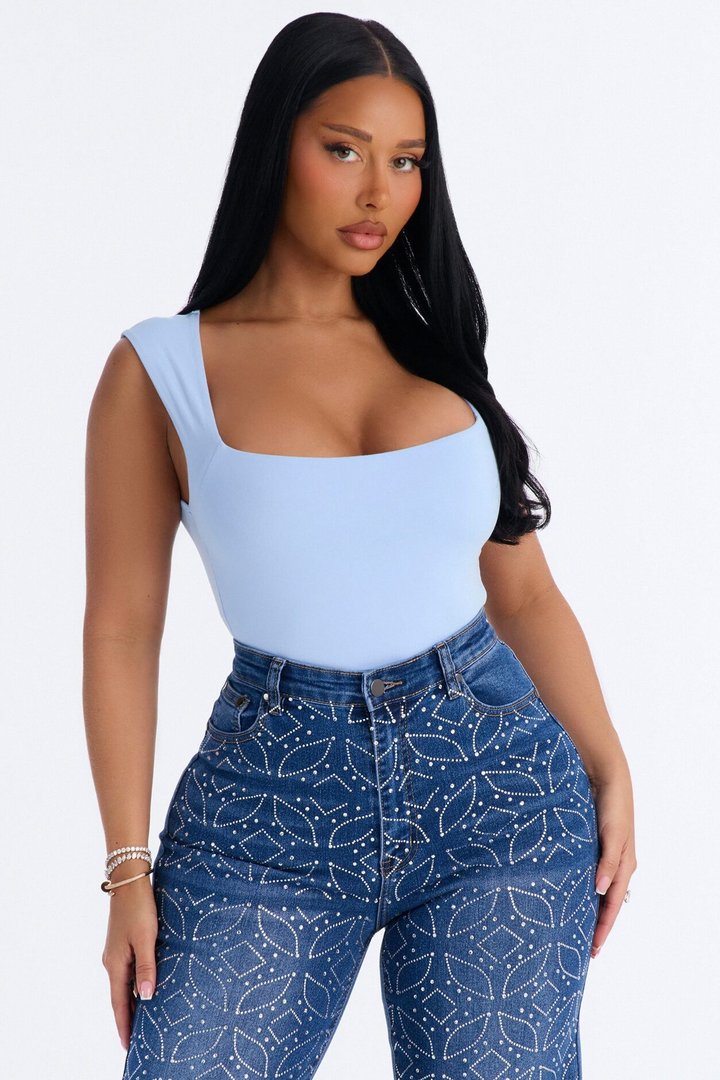 Serena Square Neck Bodysuit - Periwinkle
