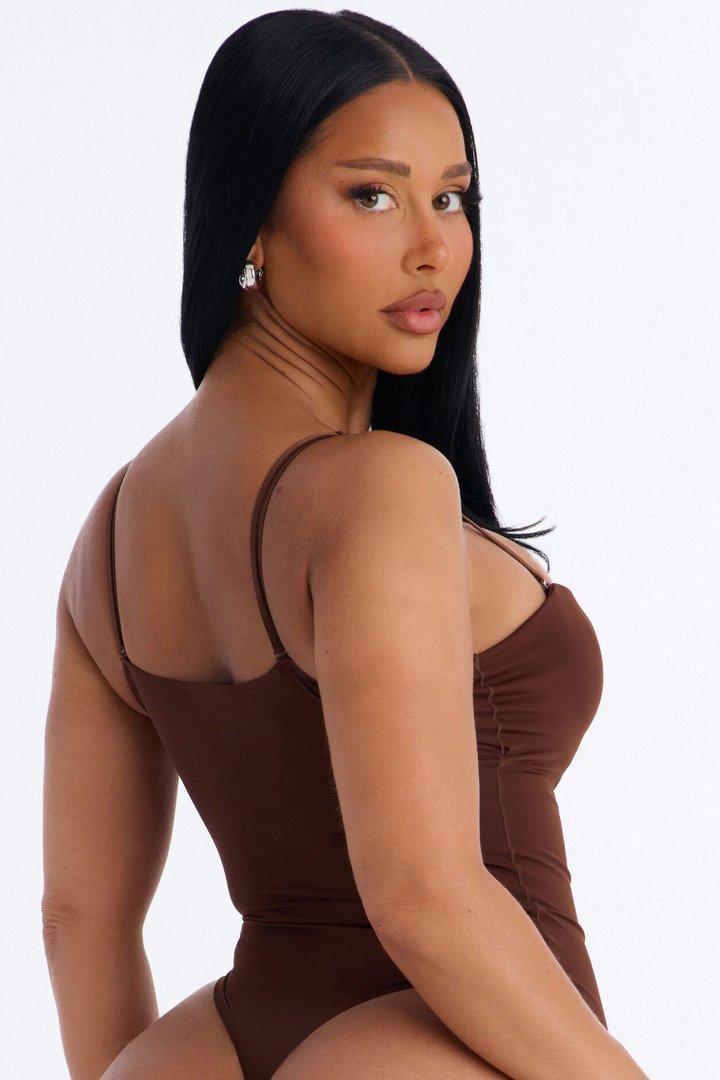 Taylor Sweetheart Padded U-Wire Sleeveless Bodysuit - Brown