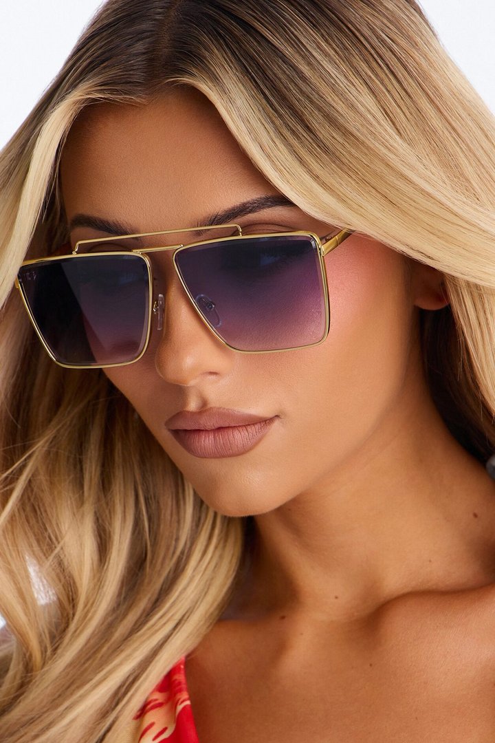 Taking My Chances Sunglasses - Gold/Blue