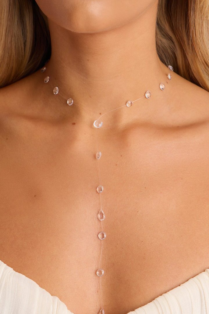 Just An Illusion Clear Lariat Necklace - Clear