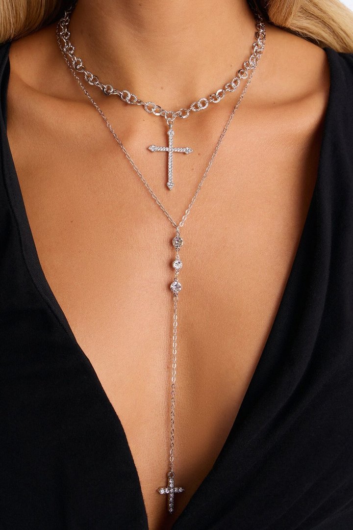 Feeling Religious Lariat Necklace - Silver