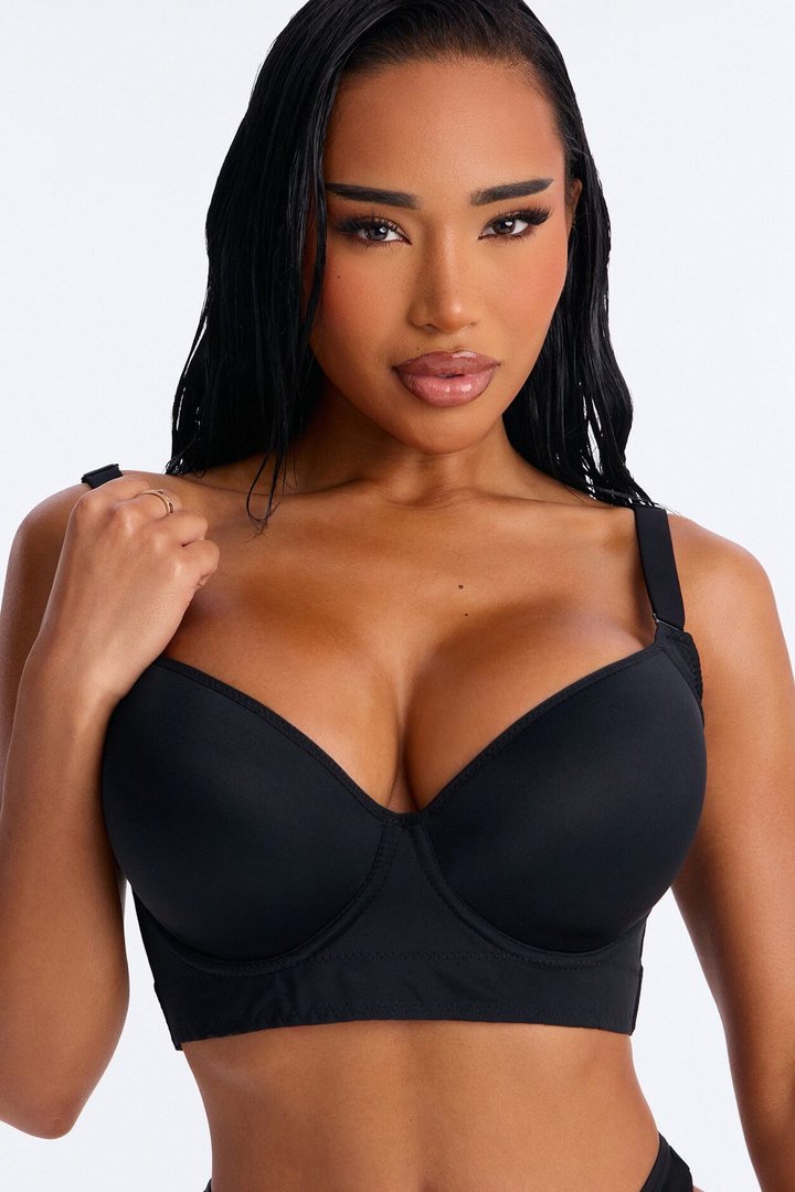 Supportive Underwire Lightly Padded Full Coverage Bra - Black