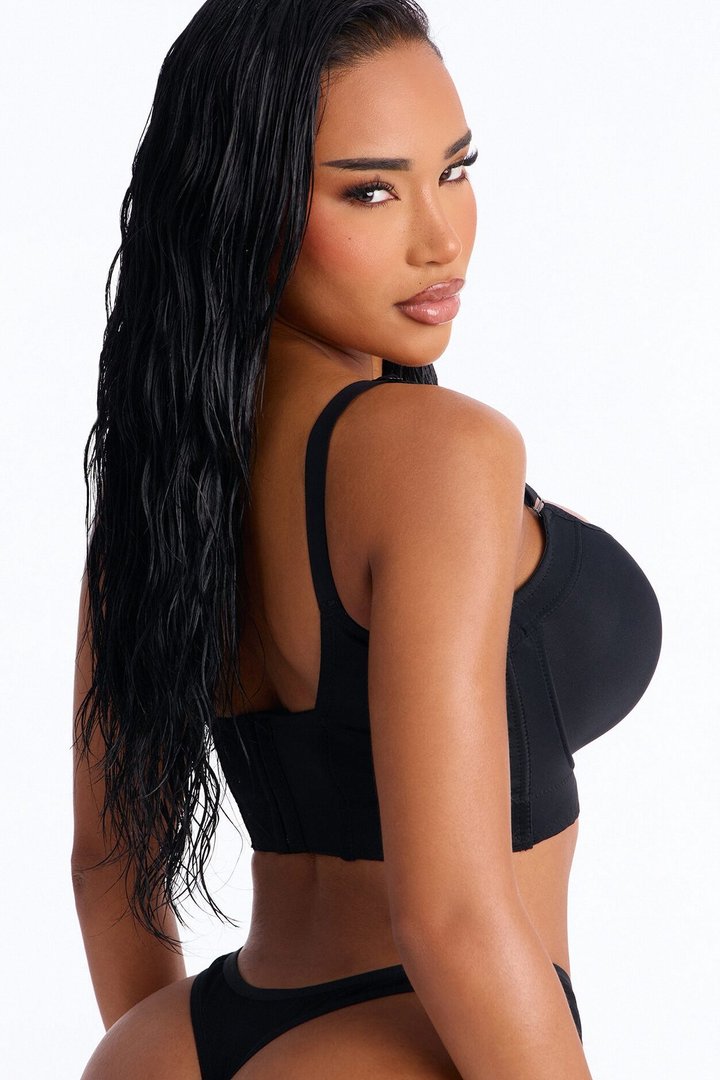 Supportive Underwire Lightly Padded Full Coverage Bra - Black