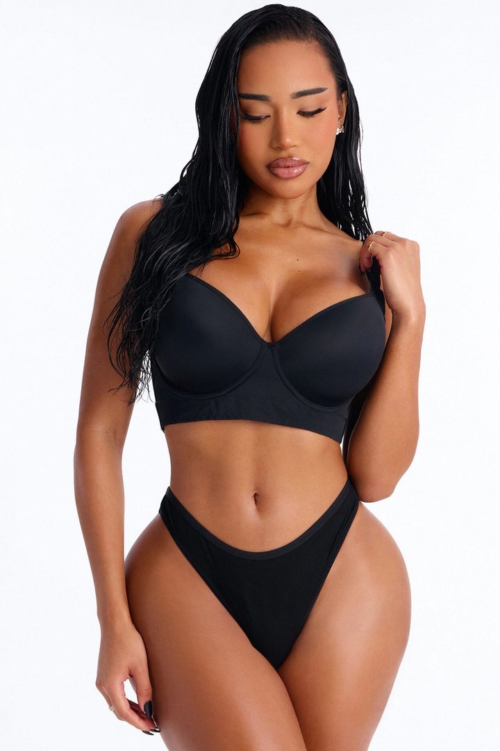 Supportive Underwire Lightly Padded Full Coverage Bra - Black