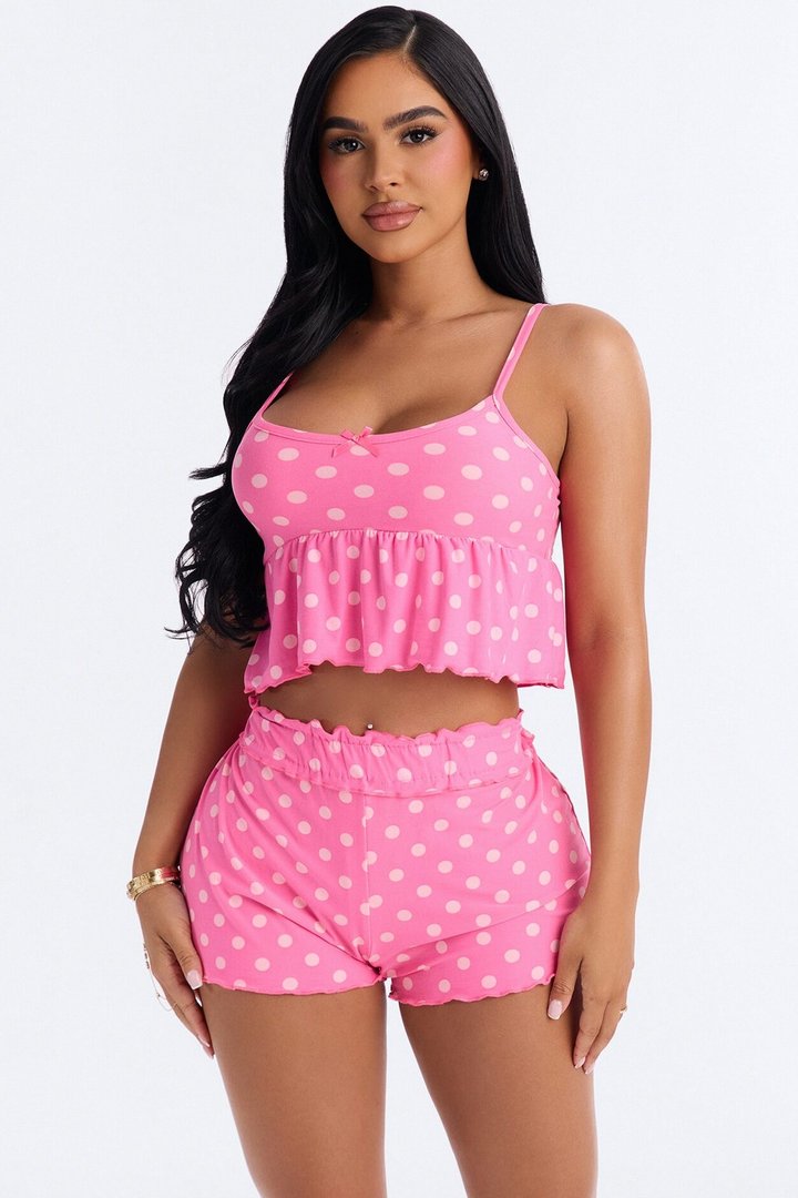 Lucky Night PJ Short Set - Hot Pink