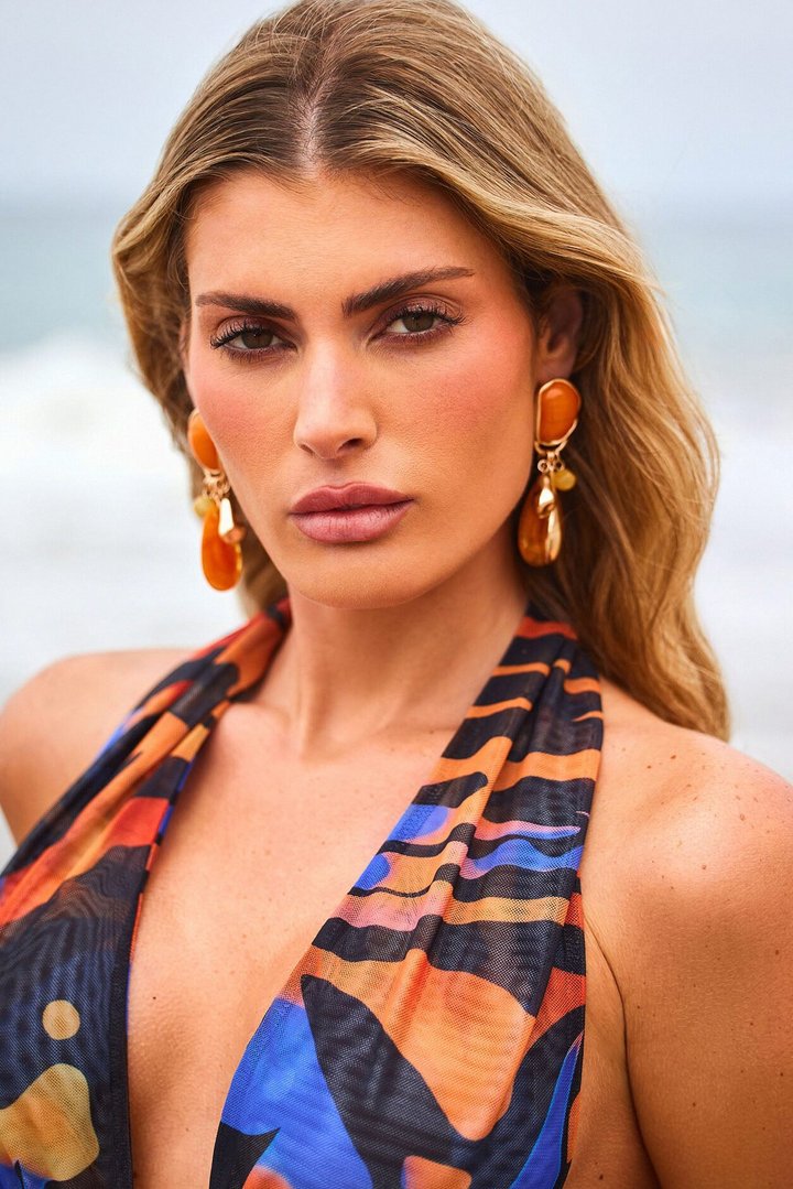 Seaside Spritz Jeweled Earrings - Gold/Orange