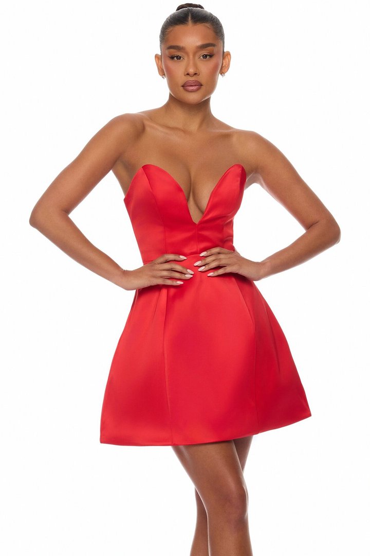 Saydee A Line Mini Dress - Red