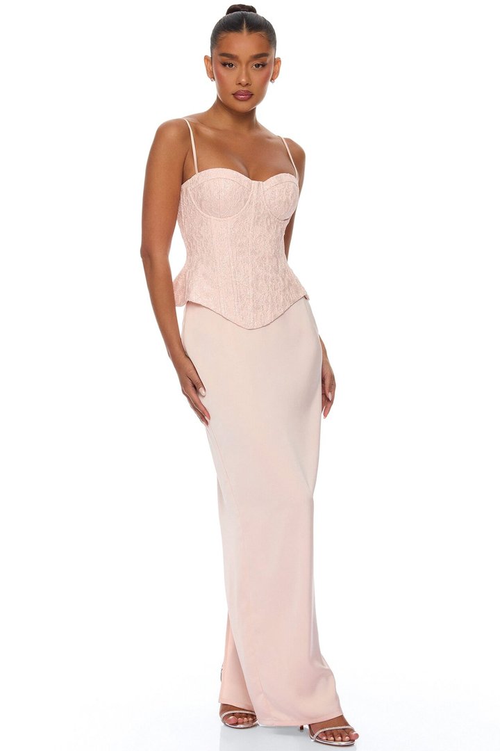 So Elegant Corset Skirt Set - Light Pink