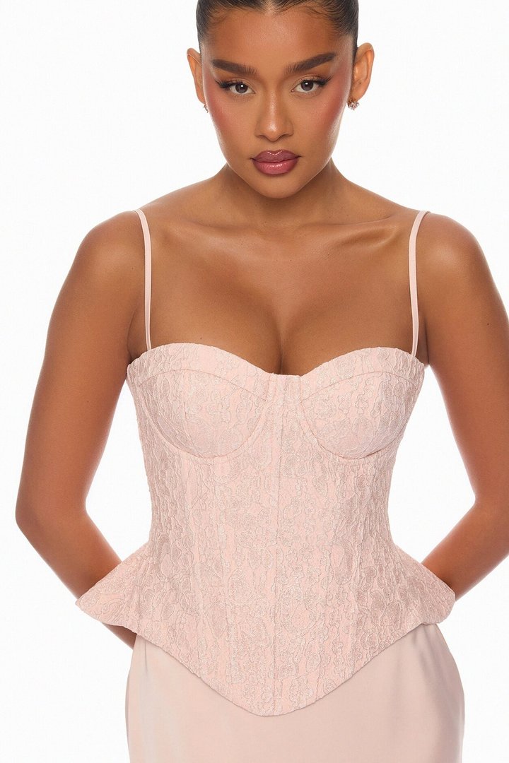 So Elegant Corset Skirt Set - Light Pink