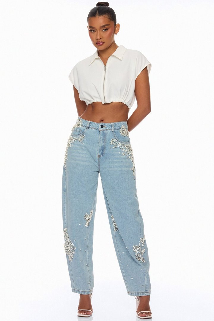 High Standards Embellished Denim Jeans - Light Wash