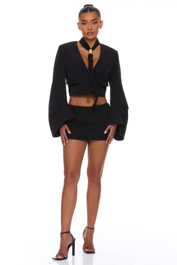Timeless Touch Braided Jacket - Black