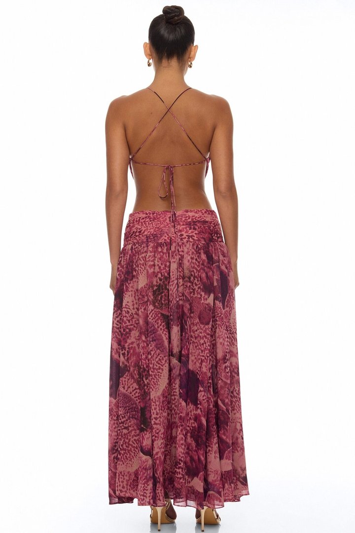Harlee Cut Out Chiffon Maxi Dress - Magenta/combo