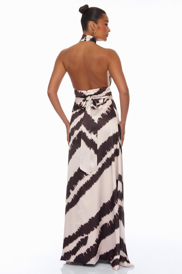 Radiant Energy Satin Maxi Dress - Black/combo