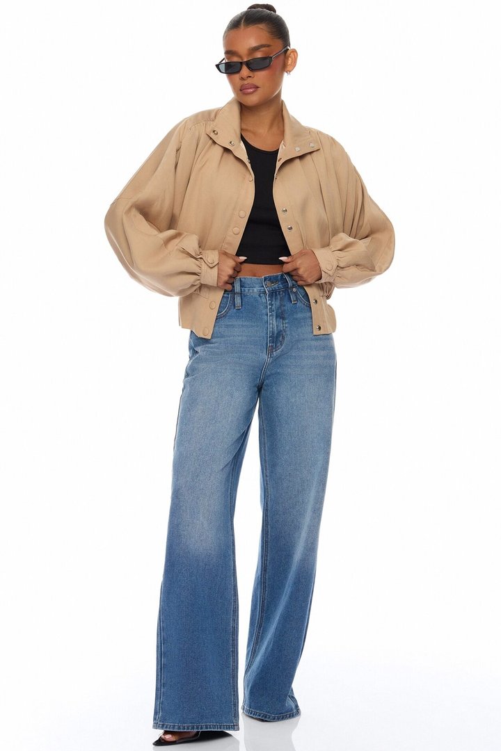 Noelia Woven Collared Jacket - Taupe