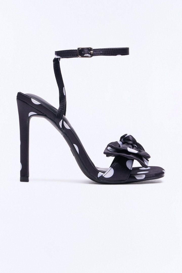 Shala Satin Bow Heels - Black/White