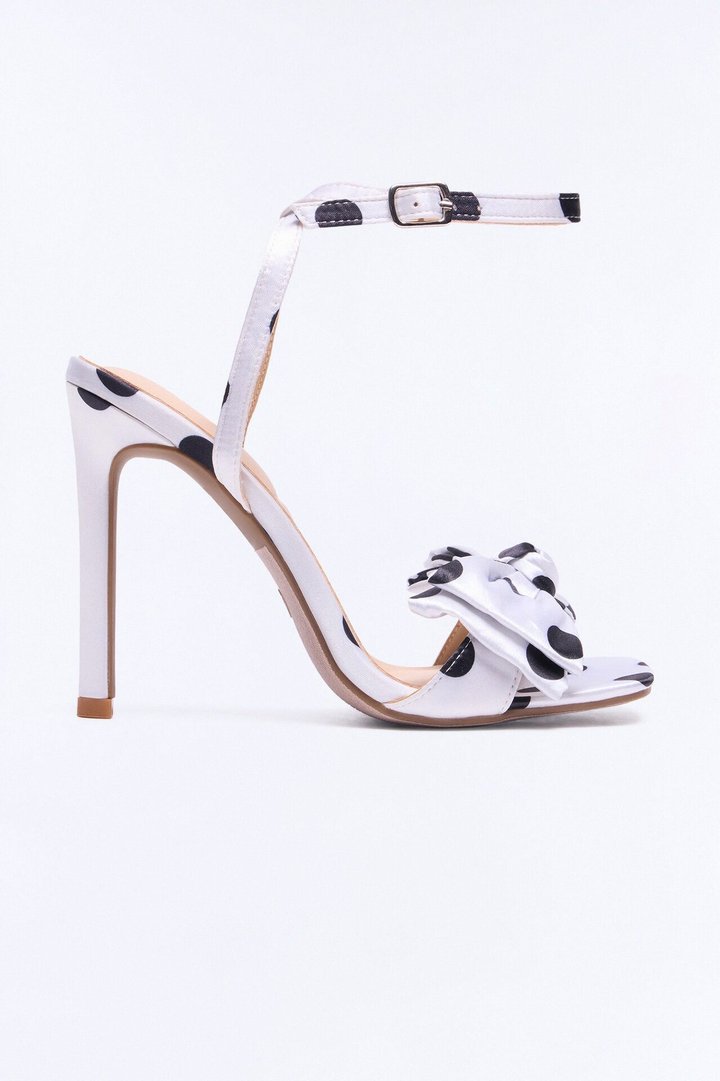 Shala Satin Bow Heels - White/Black