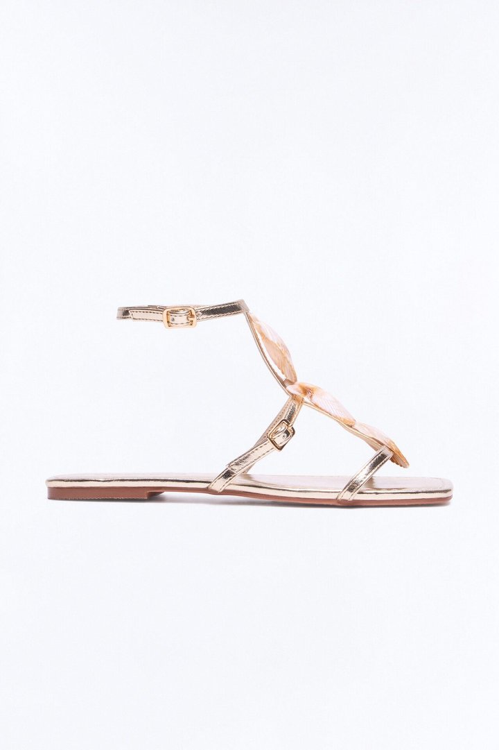 Amor Shells Ankle Strap Sandals - Gold