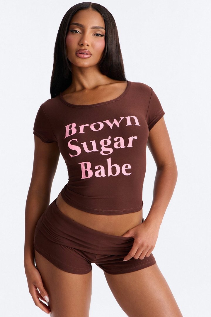 Brown Sugar Babe PJ Short Set - Dark Brown