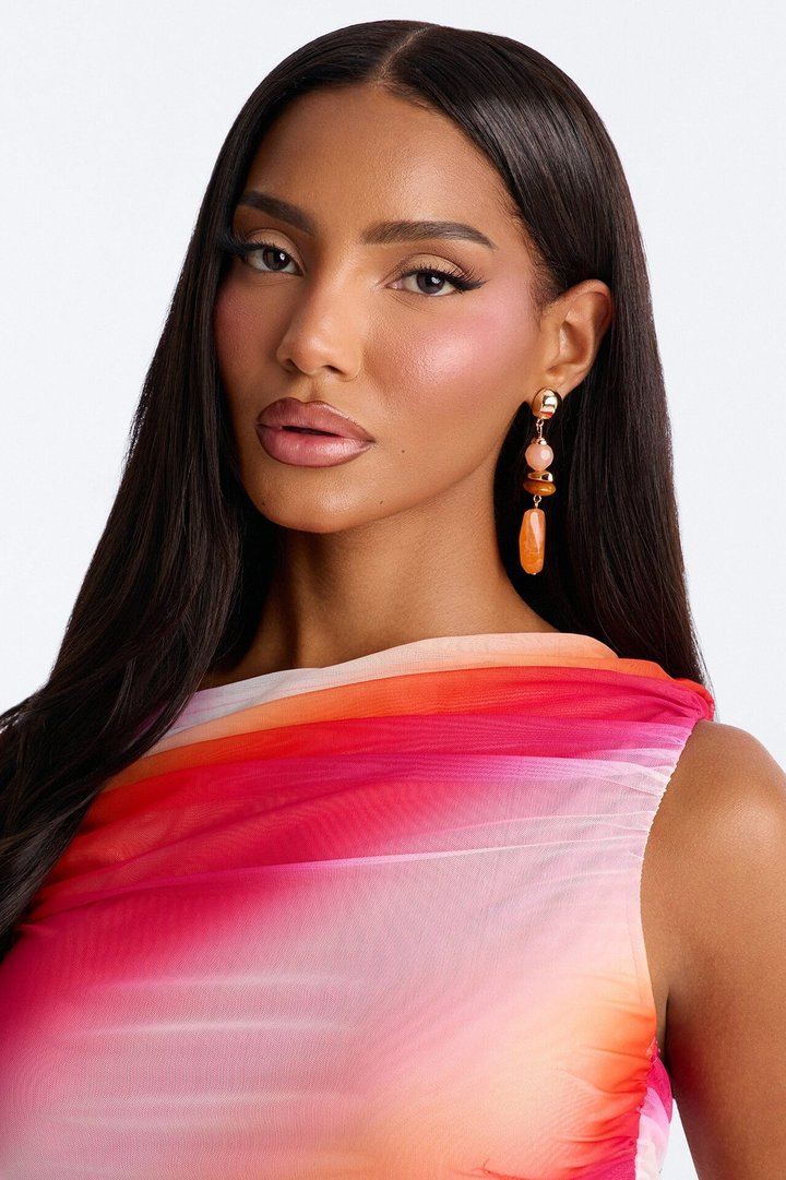 Soft Spark Jeweled Drop Earrings - Orange/combo