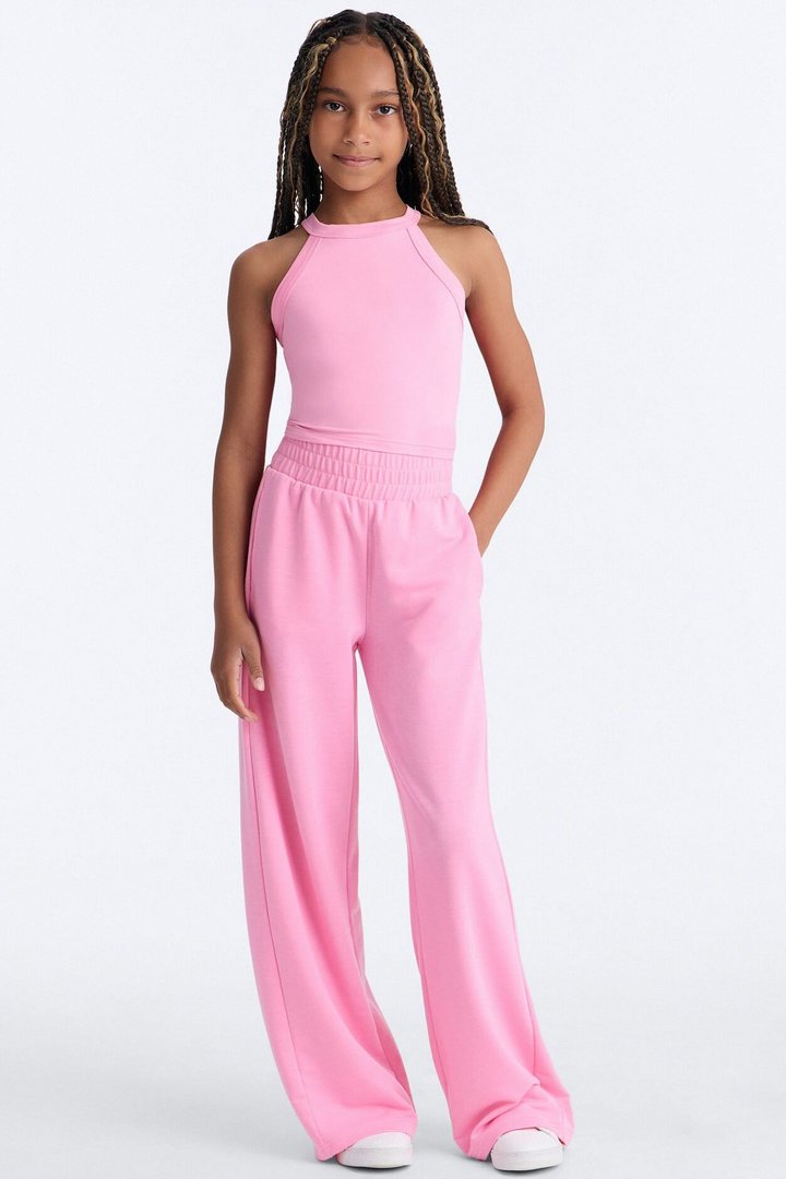 Mini Never Too Late Pant Set - Pink