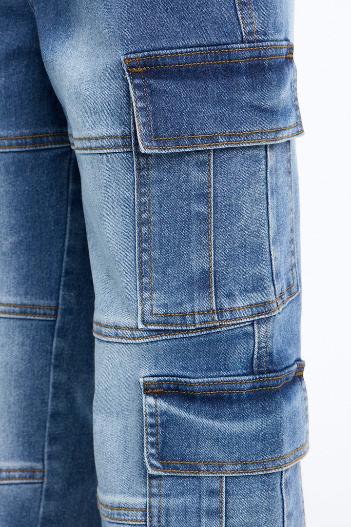 Mini On It Cargo Jeans - Medium Wash