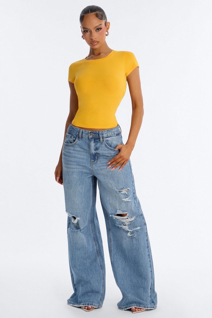 Alyssa Crew Neck Top - Orange