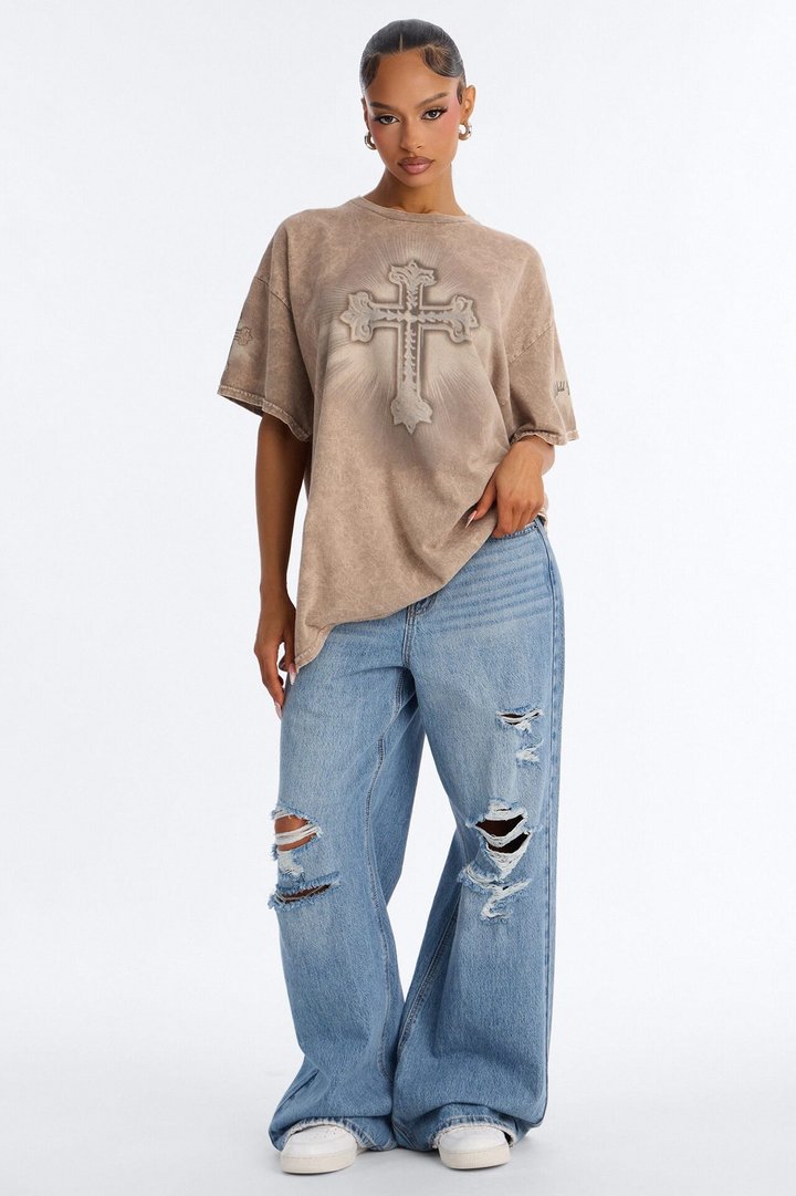 Lights From Above Washed Tee - Brown