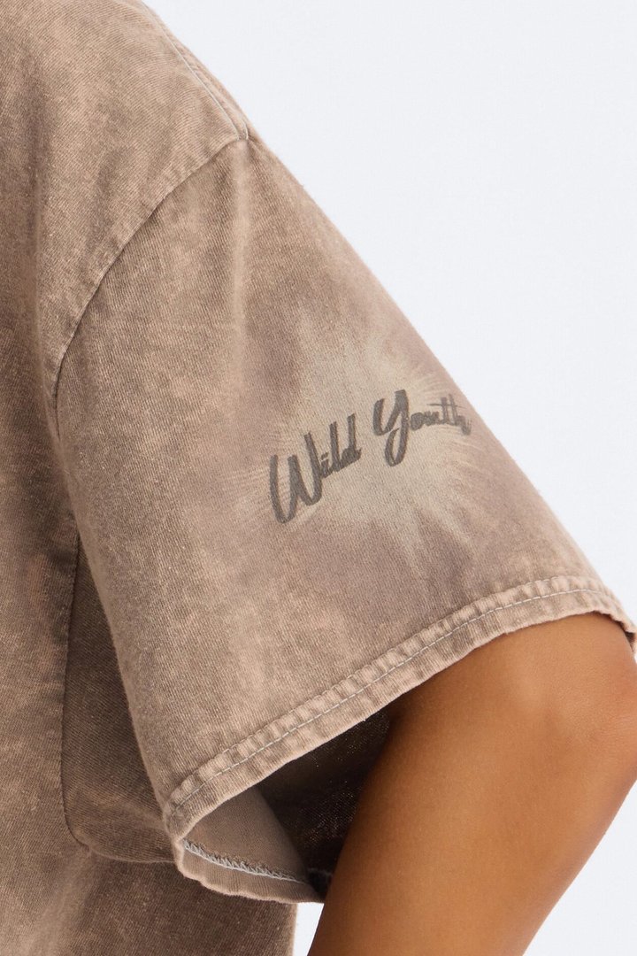 Lights From Above Washed Tee - Brown