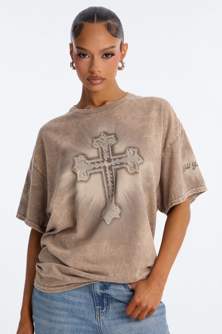 Lights From Above Washed Tee - Brown
