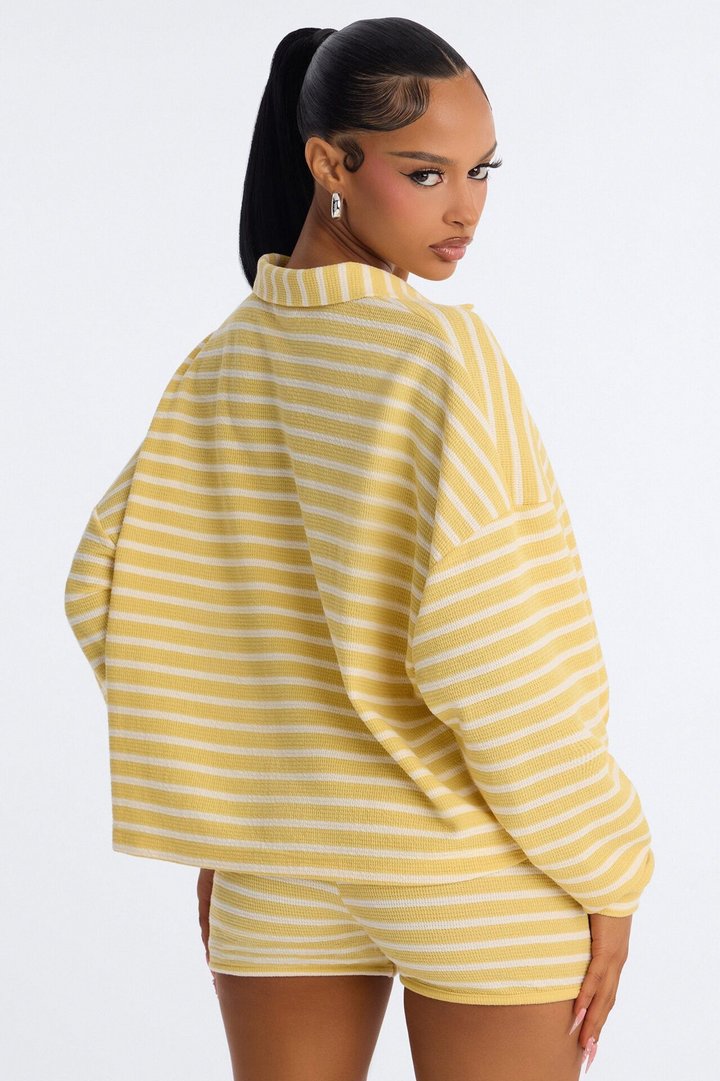 Ellie Striped Thermal Short Set - Yellow/combo