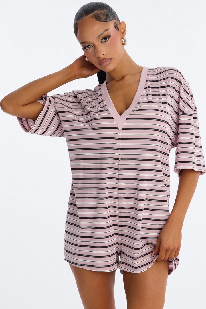 Throw Her On Striped Romper - Pink