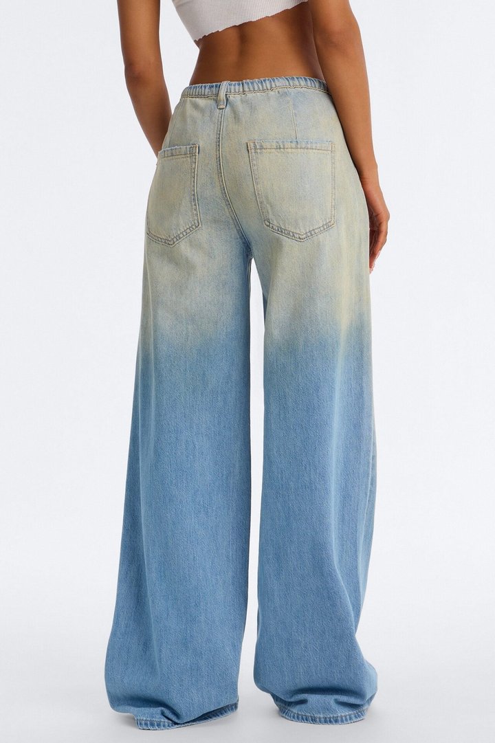 Rock The Boat Drawstring Baggy Jeans - Vintage Wash