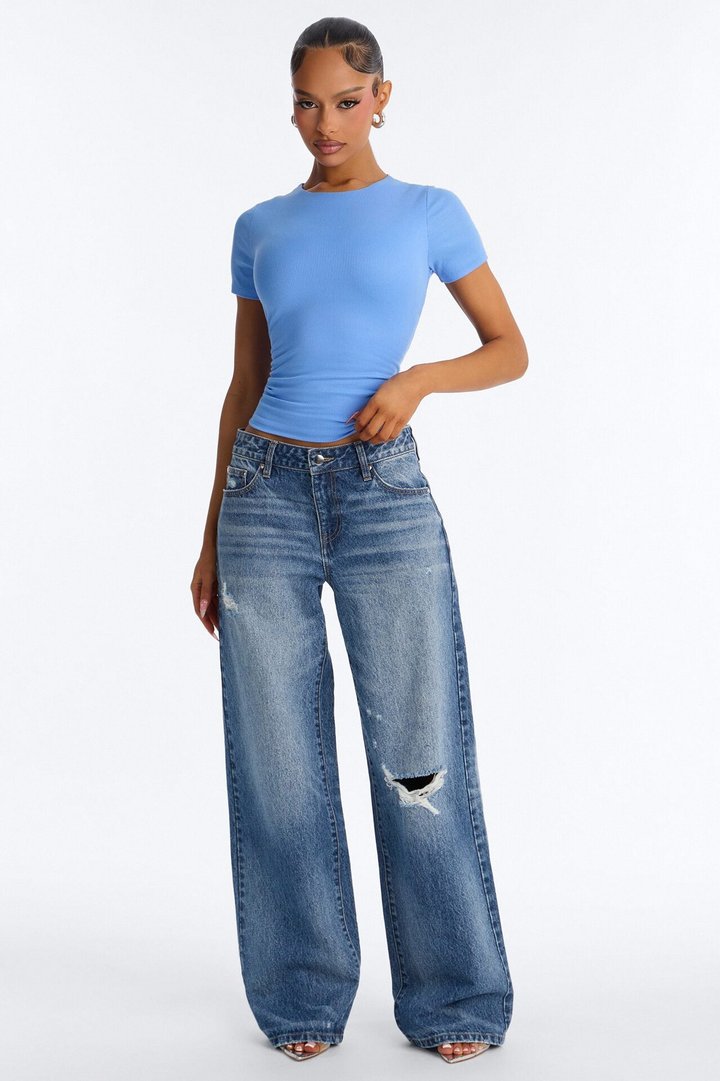 Chloe Crew Neck Short Sleeve Tee - Periwinkle