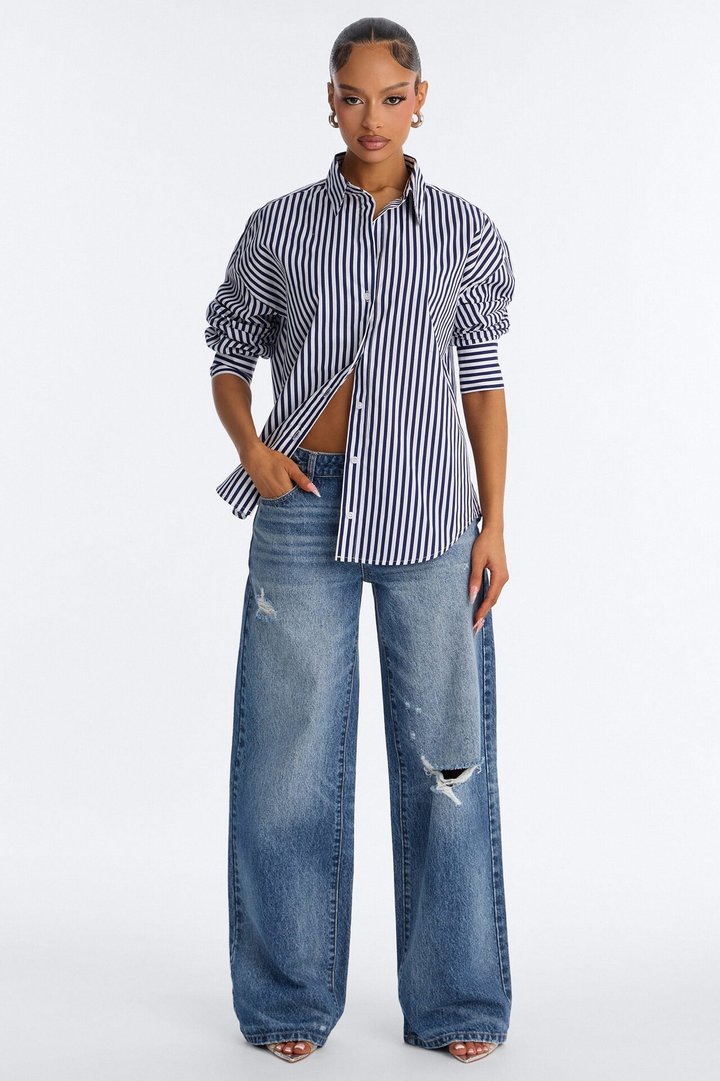 Newport Striped Shirt - Navy/combo