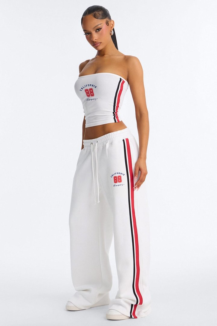Cali 88' Strapless Fleece Pant Set - White/combo