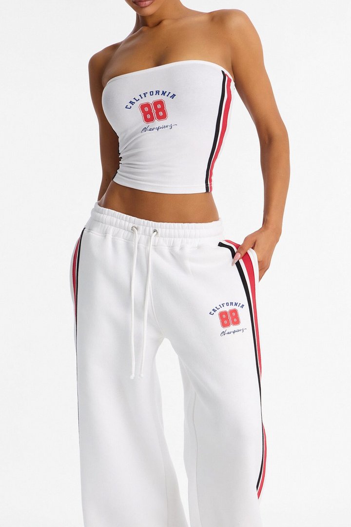 Cali 88' Strapless Fleece Pant Set - White/combo