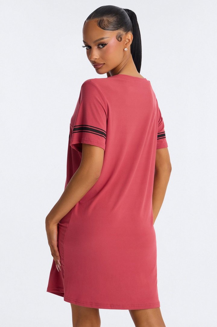 The Hot Mom Club Varsity PJ Dorm Shirt - Rose/Combo