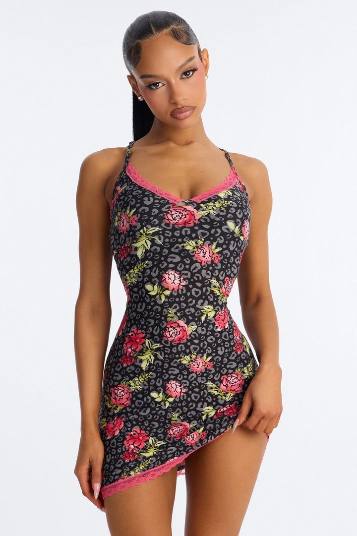 Sweet With An Edge PJ Cami Sleep Dress - Red/combo