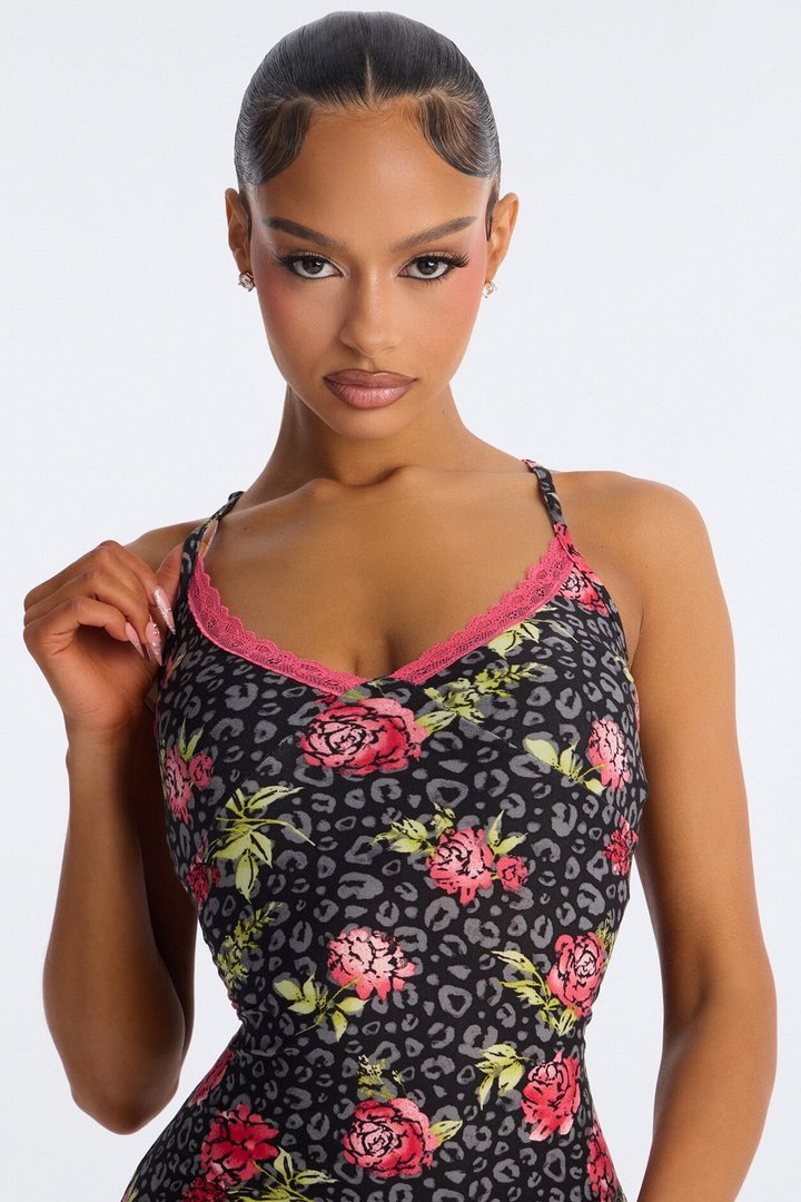 Sweet With An Edge PJ Cami Sleep Dress - Red/combo