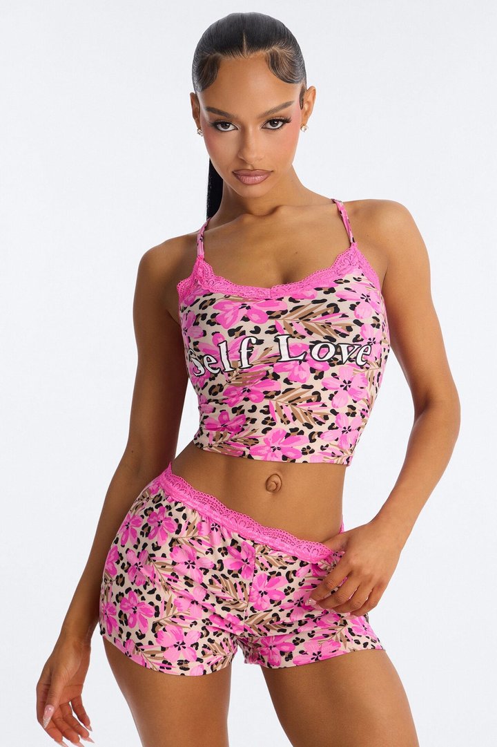 Self Love PJ Short Set - Hot Pink/combo