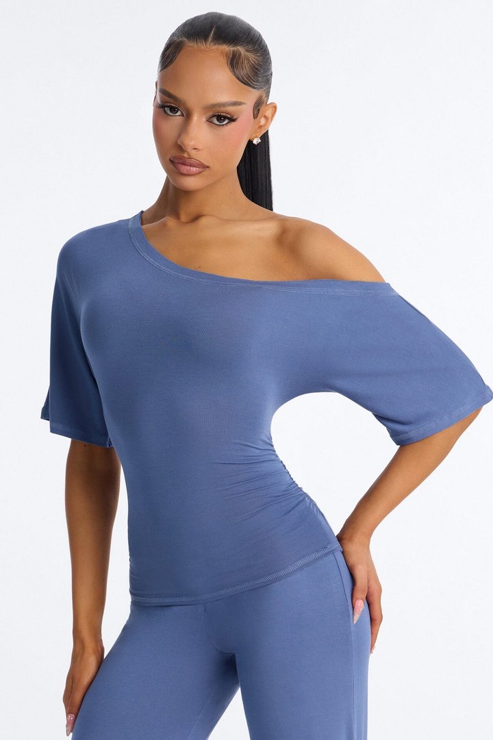 Gaelle Off Shoulder Pant Set - Blue