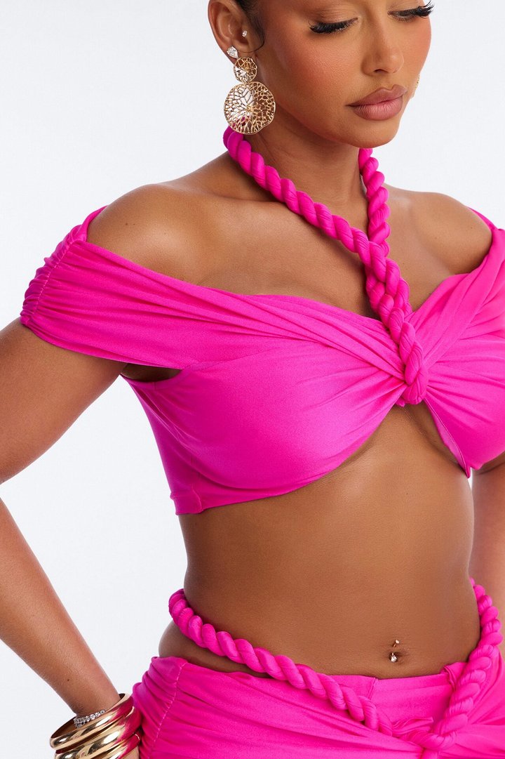 Eve Halter Maxi Skirt Set - Fuchsia