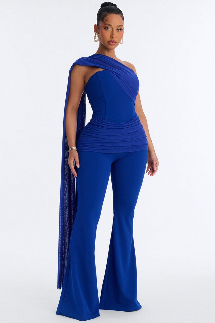 Mila Draped Flare Jumpsuit - Royal