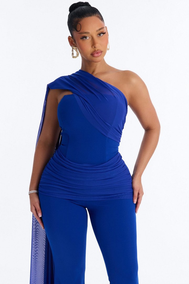 Mila Draped Flare Jumpsuit - Royal