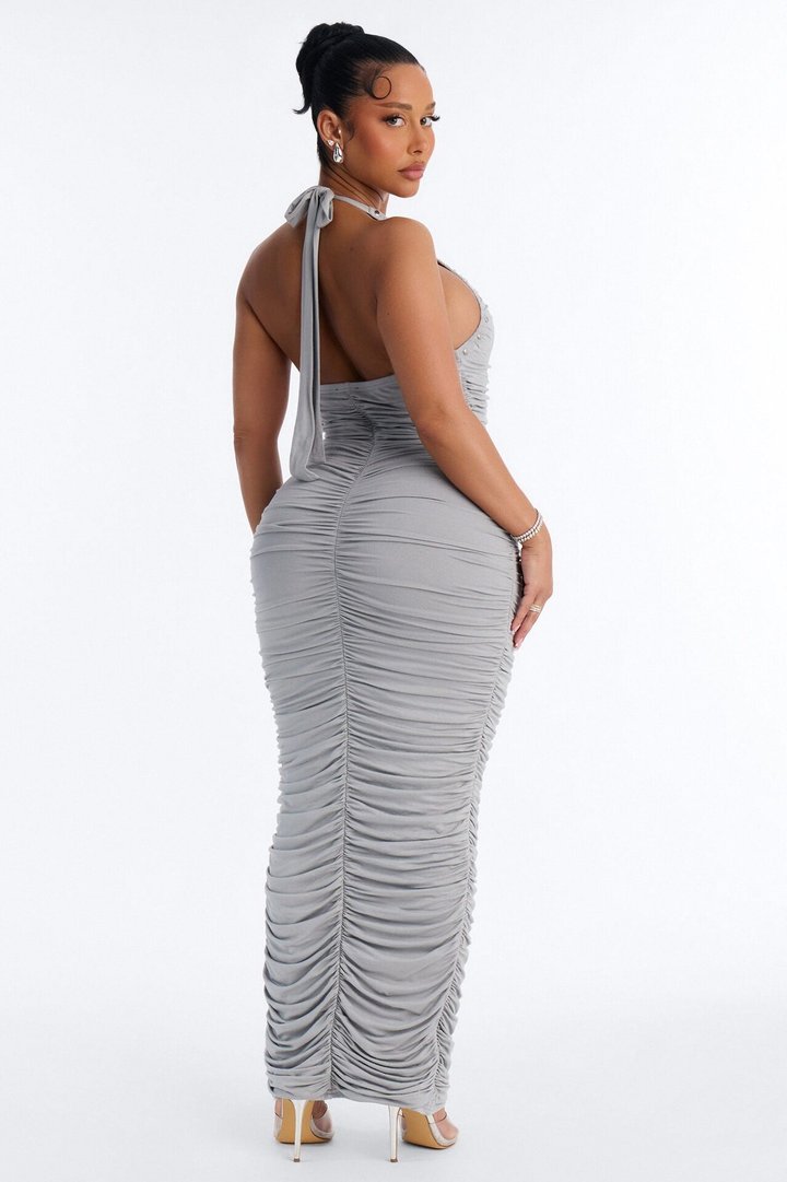 Star Studded Halter Maxi Dress - Grey