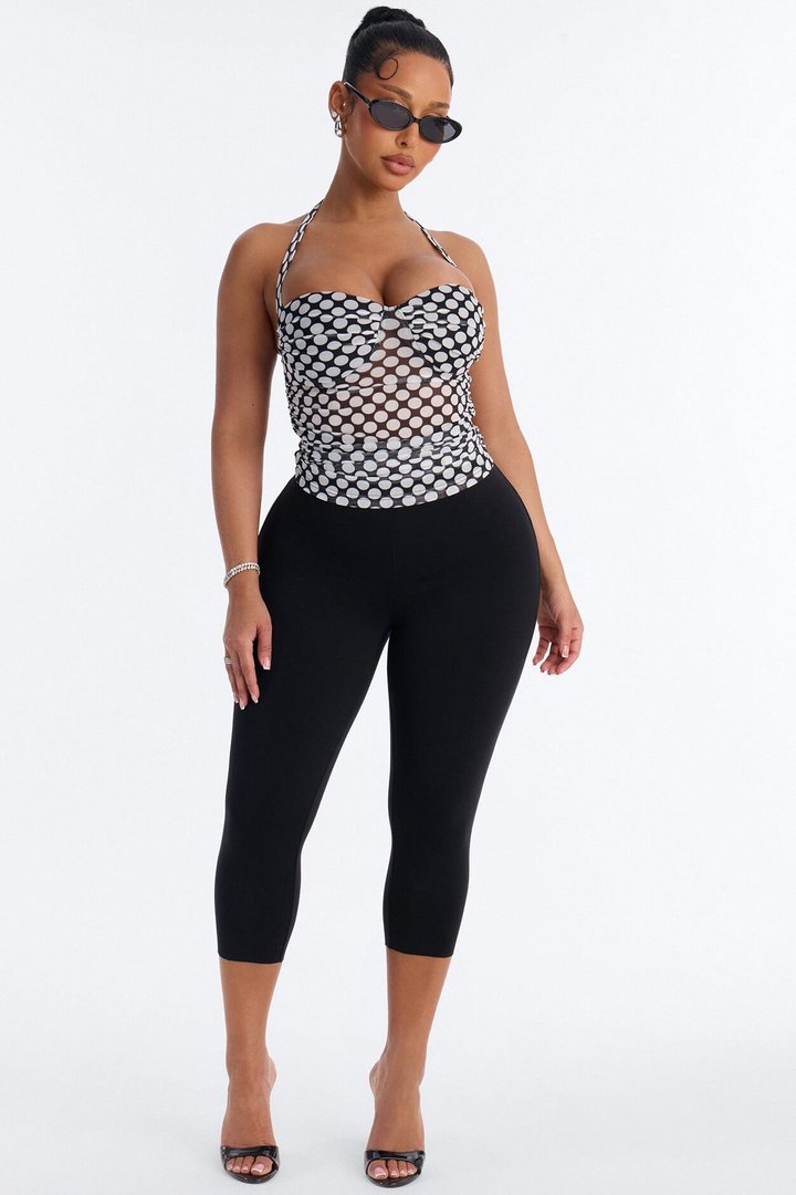 Pin Up Sweetheart Neck Halter Top - Black/combo